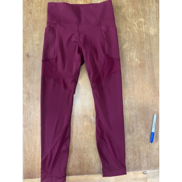 Member's Mark Pants - Member's Mark Womens Compression Ankle Legging Burgundy Brick Mesh Pocket Medium